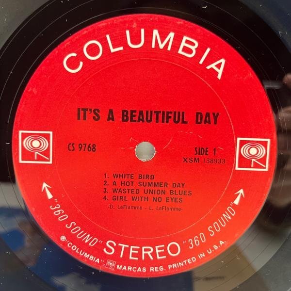 【西海岸ヒッピー・サイケ名盤】USオリジナル 初版 2eye IT'S A BEAUTIFUL DAY S.T ('69 Columbia CS 9768) 手書きマト両面1B 米 LP 原盤_画像4