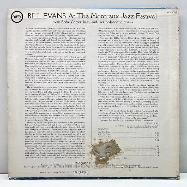 JPNプレス BILL EVANS At The Montreux Jazz Festival (Verve MV 2064) ピアノトリオ屈指の名盤 ※JUNK_画像2