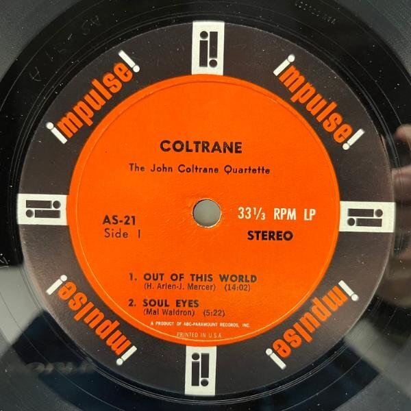 USオリジナル 橙ツヤ VANGELDER刻印 JOHN COLTRANE Coltrane (Impulse AS-21) w/ McCOY TYNER, JIMMY GARRISON, ERVIN JONESの画像4