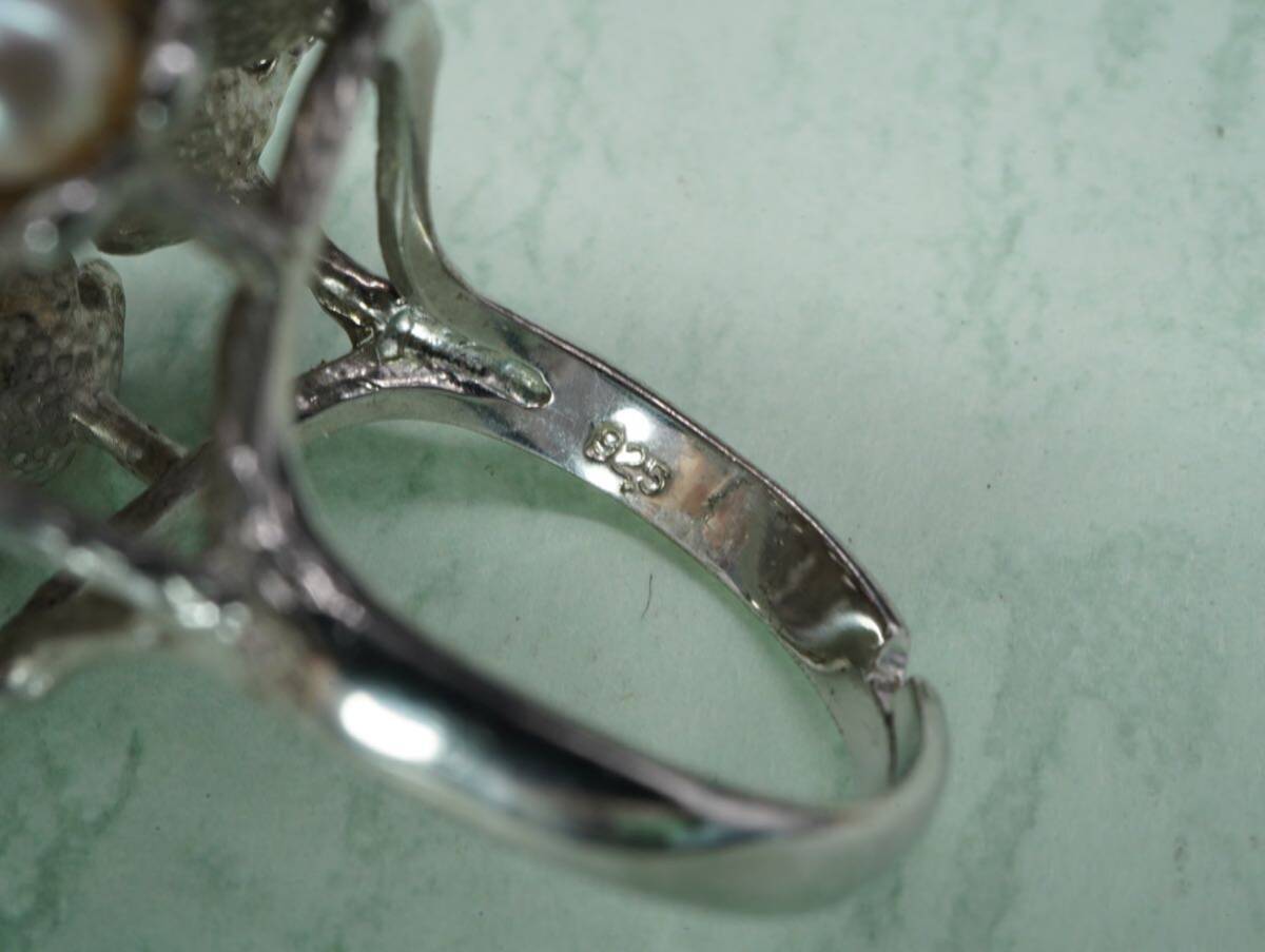 【1114】フリーサイズ シルバー 925 真珠 リング silver パール 指輪 TIAの画像6