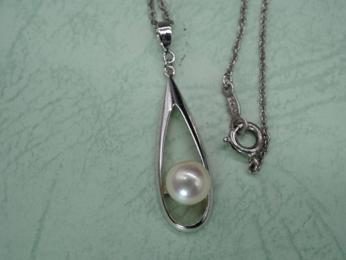 【1479】MIKIMOTO ミキモト 本真珠 パール SILVER シルバー ネックレス アクセサリー 長さ約40cm TIAの画像2