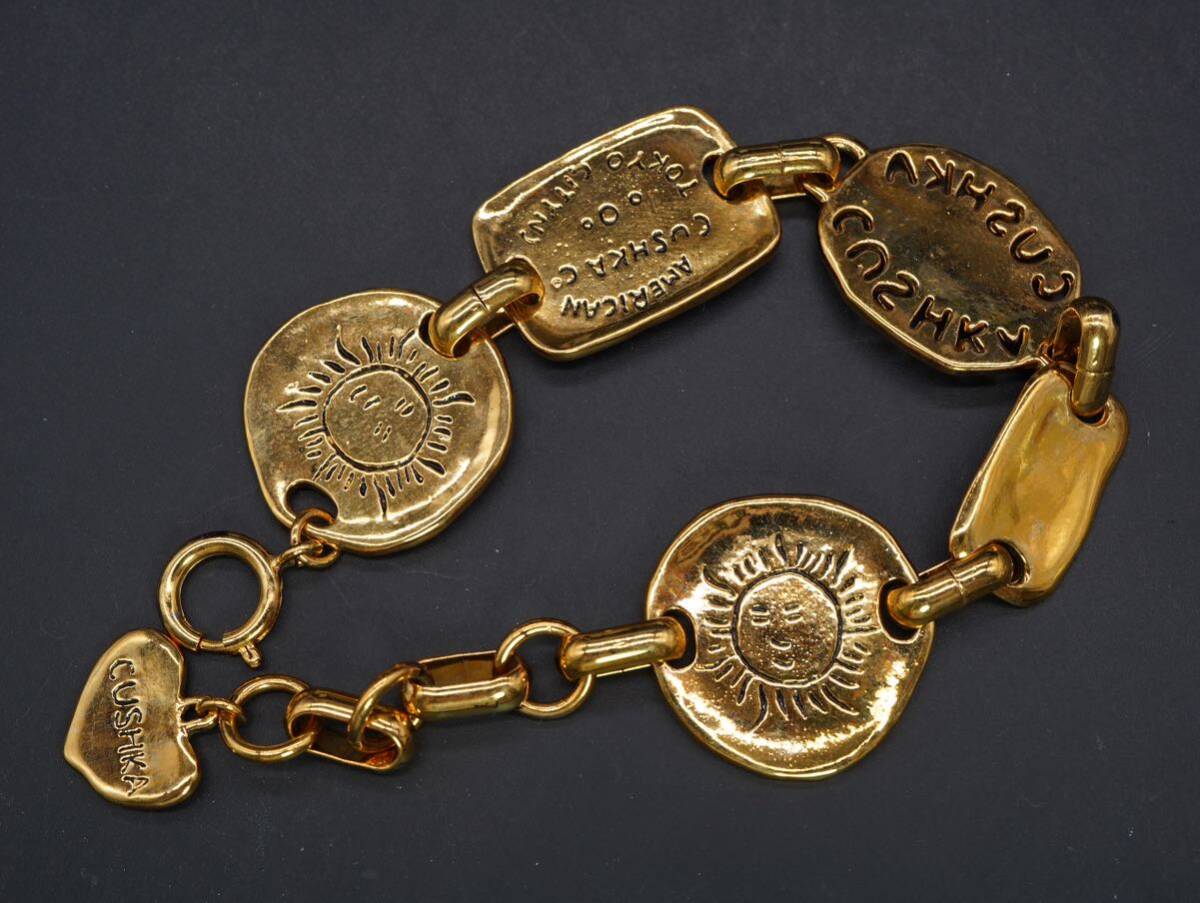 [1588]CUSHKA Gold color Vintage Vintage bracele length approximately 18cm +5cm TIA