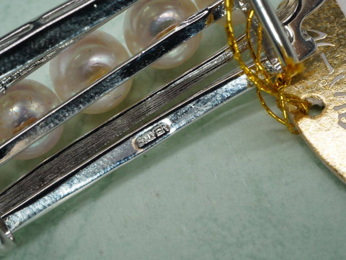 【1675】本真珠 パール SILVER シルバー 帯留め 和装小物 着物 アクセサリー TIAの画像5