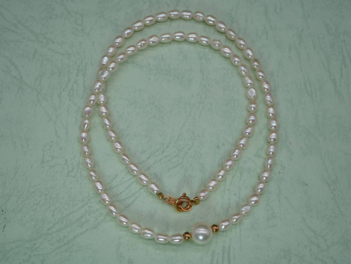【1656】k18 本真珠 パール 淡水 ネックレス アクセサリー 長さ約40cm TIAの画像3