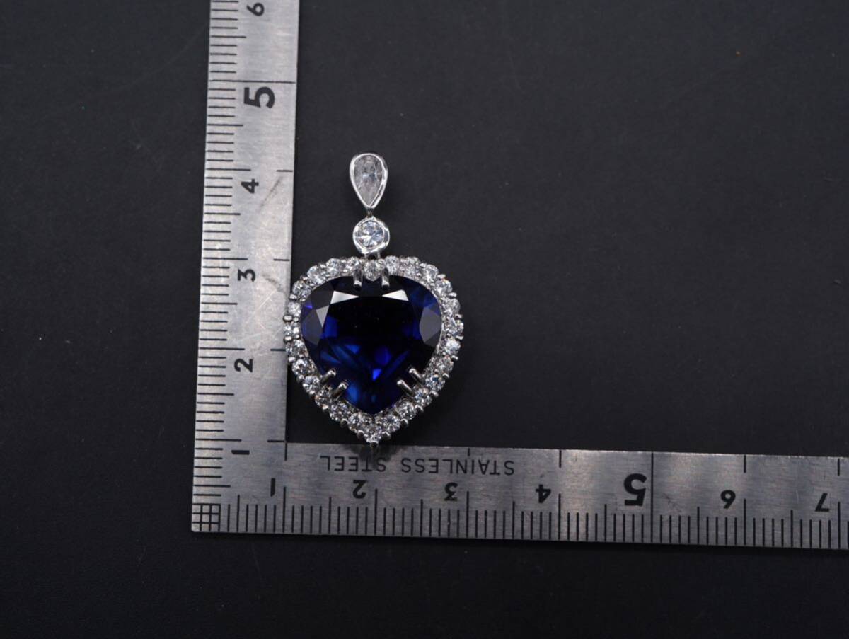 [67]FOX SILVER silver 925 sapphire necklace top pendant top TIA