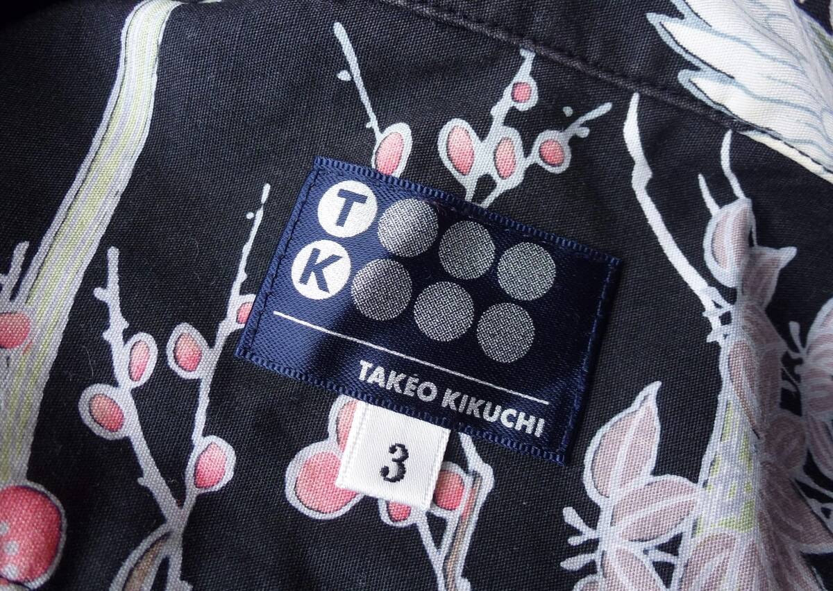 beautiful goods TAKEOKIKUCHI Takeo Kikuchi peace pattern crane pattern long sleeve shirt aloha shirt L size corresponding prompt decision equipped!