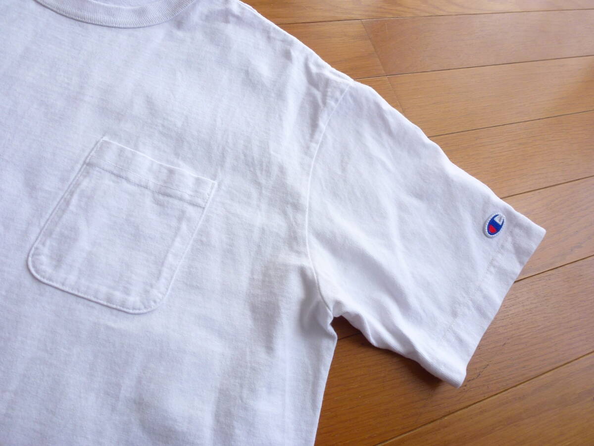 USA製 champion チャンピオン ヘビーウエイト ポケットTシャツ 半袖 白 Lサイズの画像3