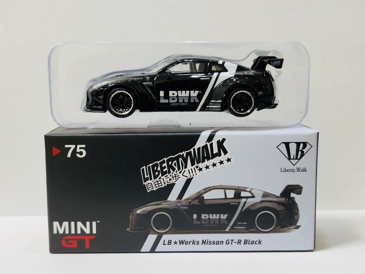 【個人保管品】MINI GT/トゥルースケール 1/64 日産 LB-WORKS 日産 GT-R R35 タイプ1リアウィングバージョン1 ブラック MGT00075-LB 限定品_画像1