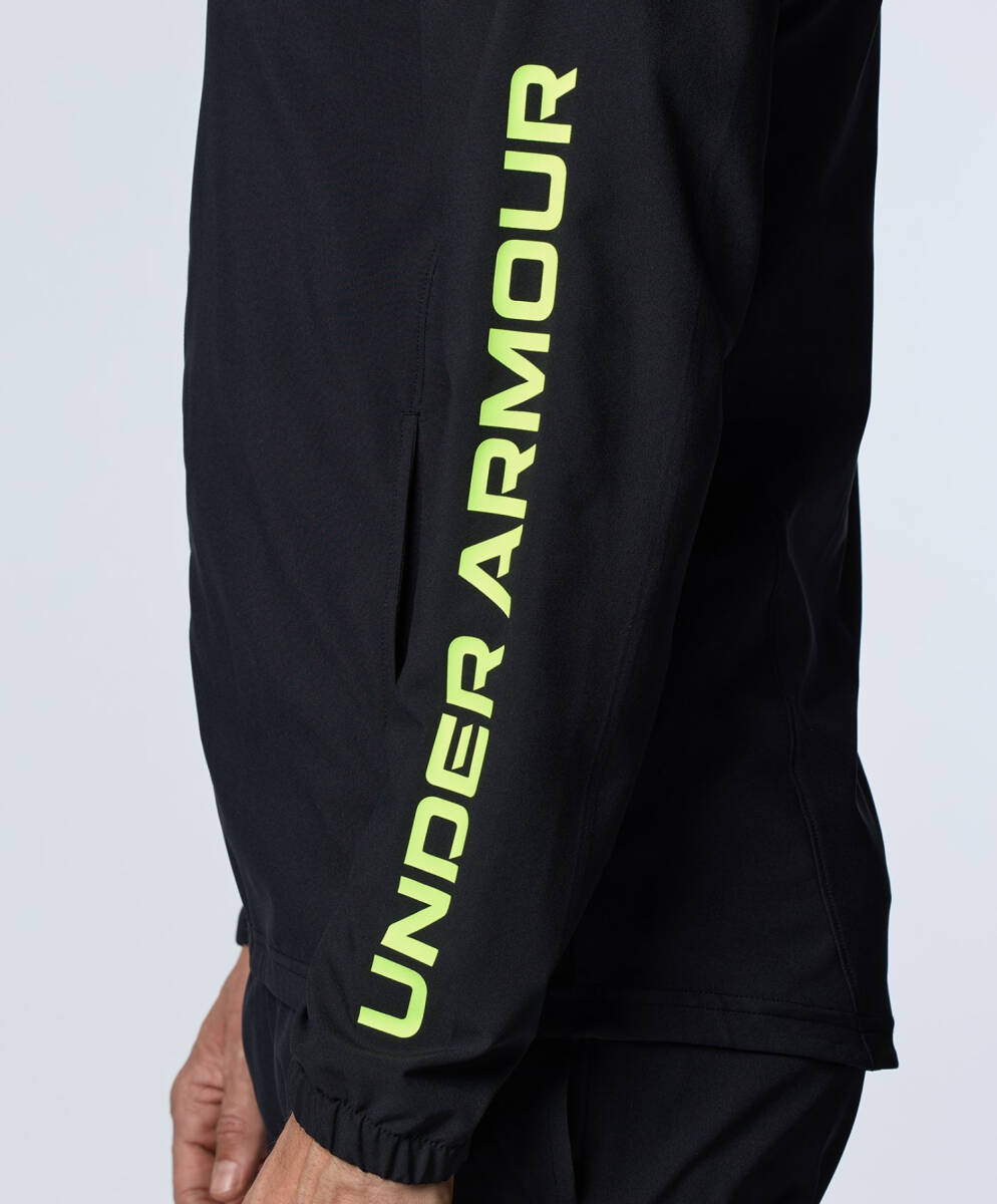 UNDER ARMOUR■アンダーアーマー UAフレッシュウーブン ジャケット パンツ 上下セット 軽量 黒 イエロー 24'春夏モデル〔L〕正規品の画像4