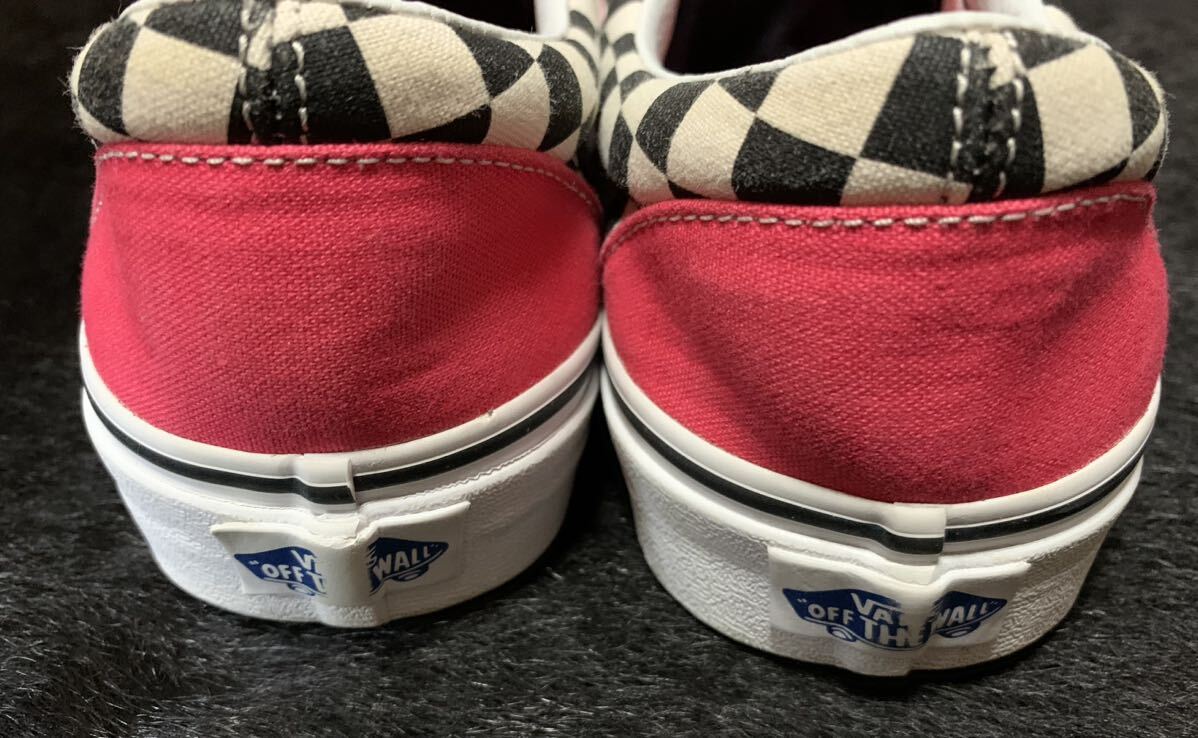 送料無料! バンズ エラ ピンク チェッカーフラッグ US7.5 25.5cm かかとの減り少ない 市松模様 VANS ホッドロッド オールドスクール sk-8_画像3