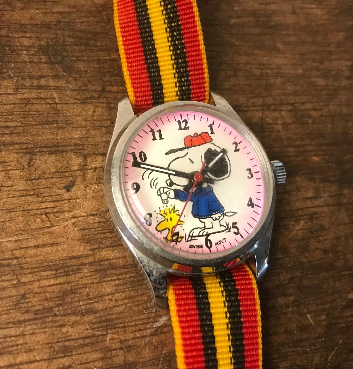 SS-3603# включая доставку # Snoopy механический завод наручные часы Швейцария производства часы герой манга водонепроницаемый античный retro 31g* рабочий товар /.AT.