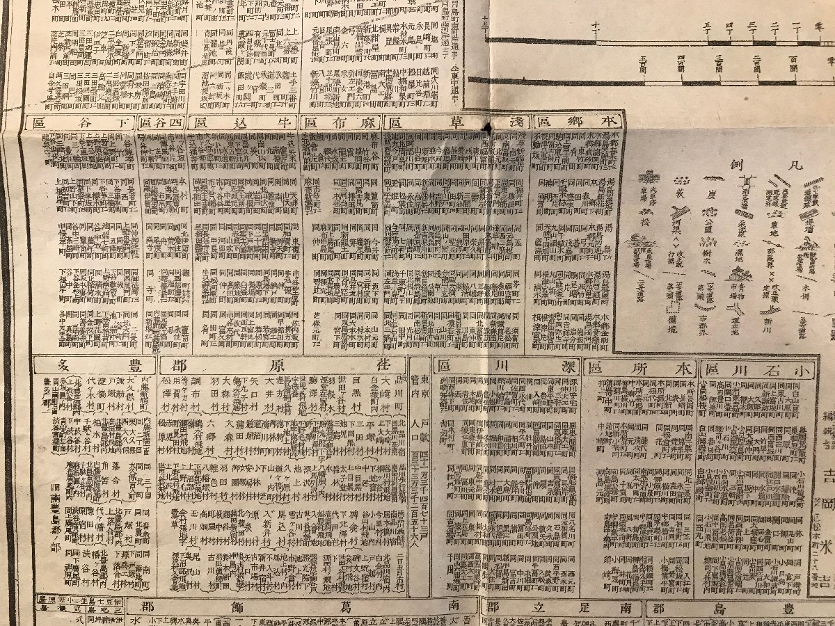 RR-6599■送料込■東京全図 明治38年 古地図 古書 市街地図 汽車 鉄道 村 地図 古文書 /くRIら_画像4