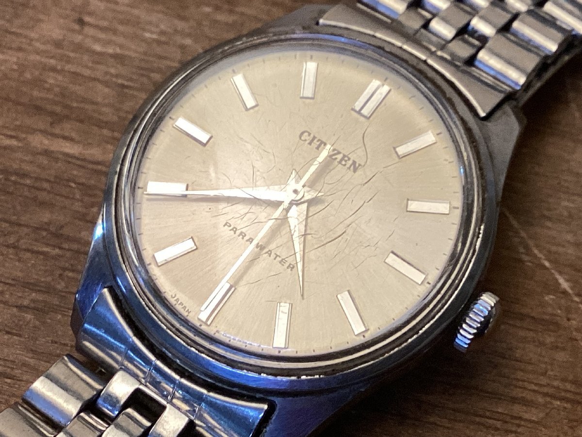 TT-2311■送料込■ シチズン CITIZEN PARAWATER メンズ アナログ 手巻 腕時計 時計 4-020341 74g●動作品/くGOらの画像1