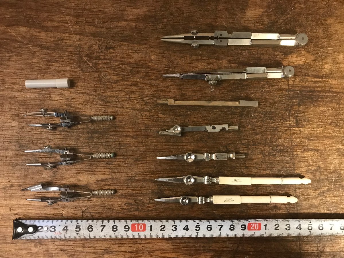 SS-3556■送料込■KENT コンパス DRAWING INSTRUMENTS 千代田デザイナー学院特選 文房具 製図器 製図 設計 レトロ 331g●錆びあり/くATら_画像5