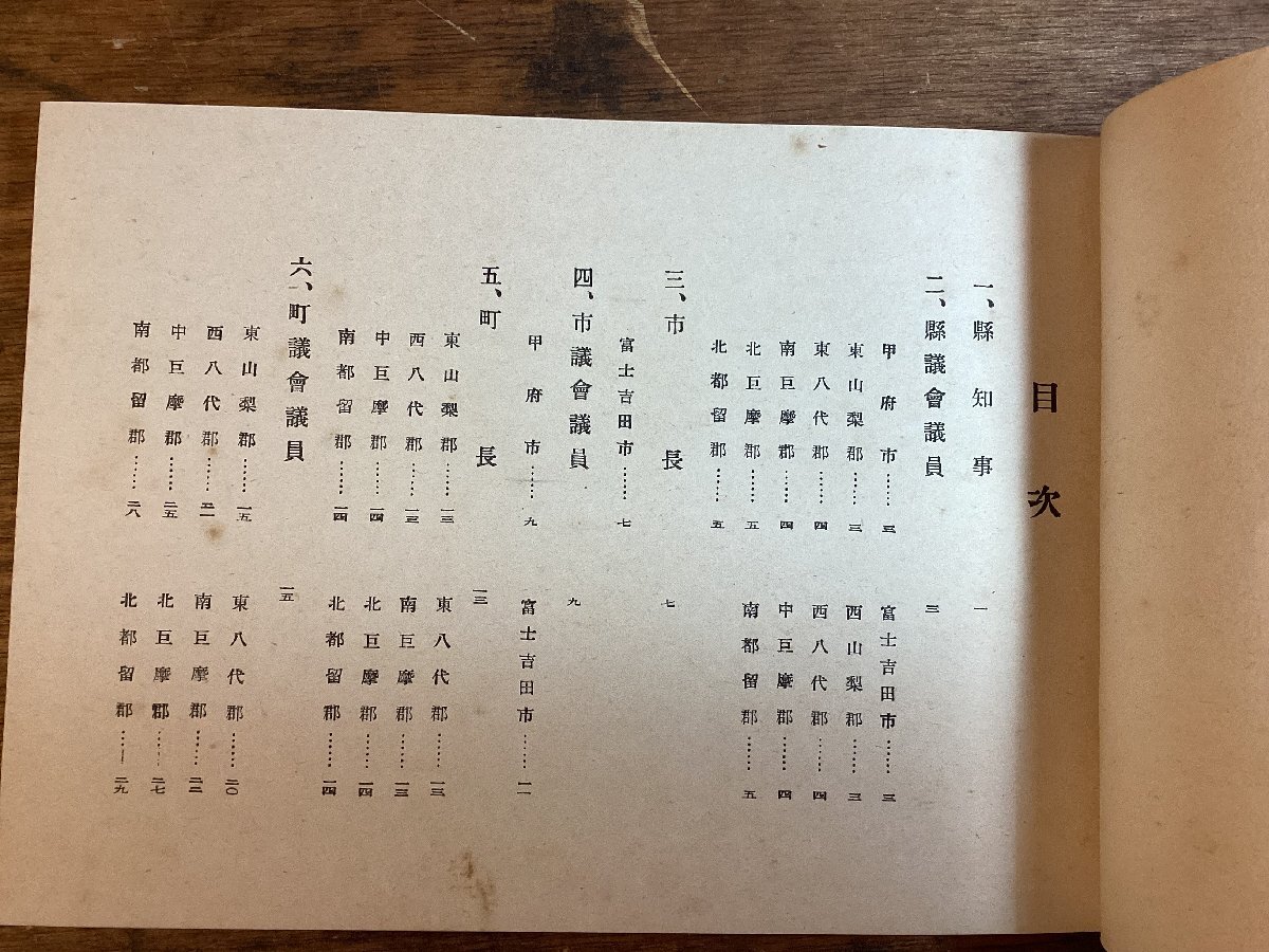 HH-8592■送料込■ 山梨県 公選 議員 録 中部 職業 タイムズ 1951年 県知事 市長 市議会 投票数 天野久 甲府市 山梨郡 名簿/くFUら_画像4