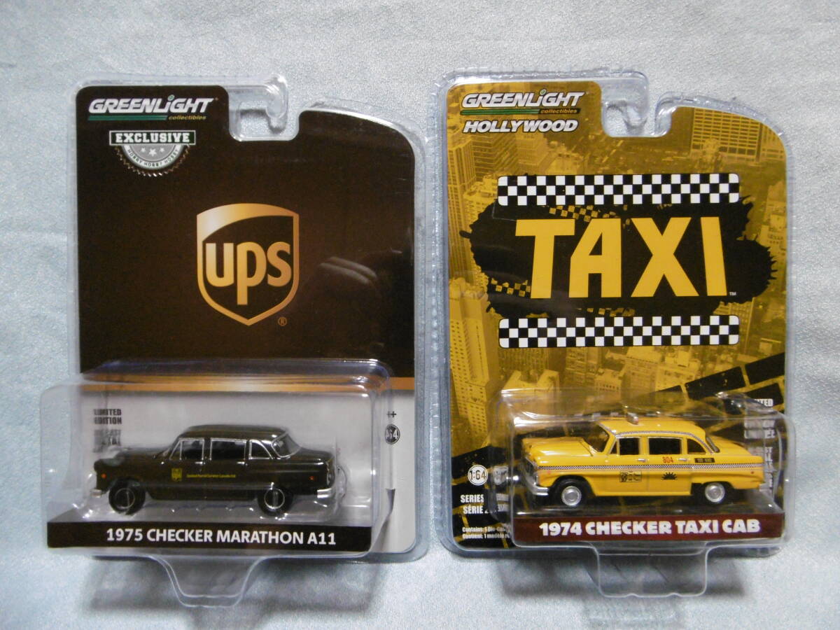 未開封未使用品 GREENLiGHT グリーンライト 1974 CHECKER TAXI CAB & 1975 CHECKER MARATHON A11 2台組 の画像1