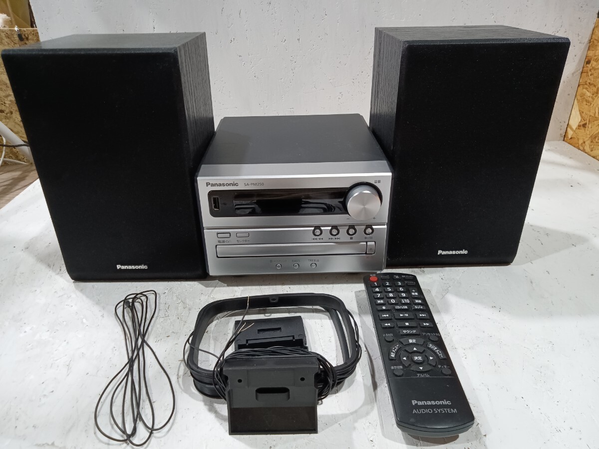 Panasonic Panasonic CD stereo system SA-PM250 body electrification simple sound out has confirmed remote control power cord attaching music SB-PM02 speaker 