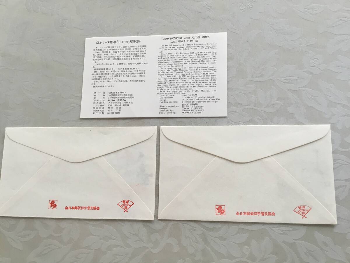 初日カバー 銀座わたなべ版 SLシリーズ第1集〜第5集郵便切手 10種類10枚の画像7