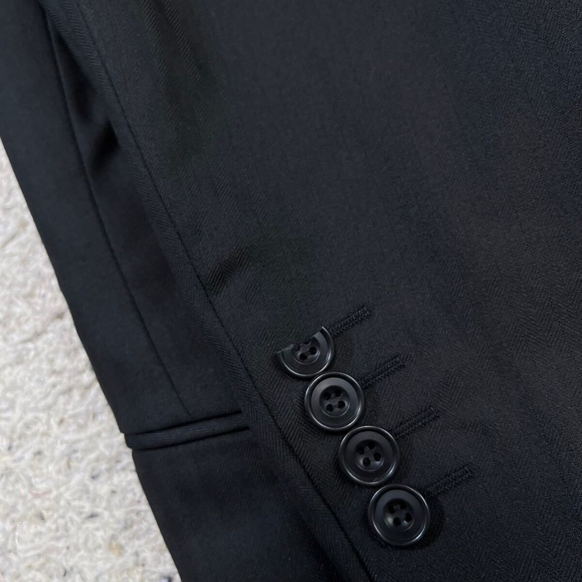メンズビギ【溢れる高級感】MEN'S BIGI スーツ　セットアップ　テーラードジャケット　ストライプ　ブラック　黒_画像10