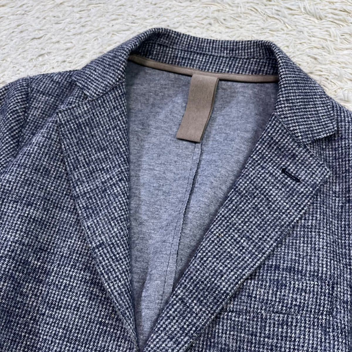  eleven ti[. height. excellent article ]eleventy tailored jacket thousand bird pattern tweed manner elbow patch gray 