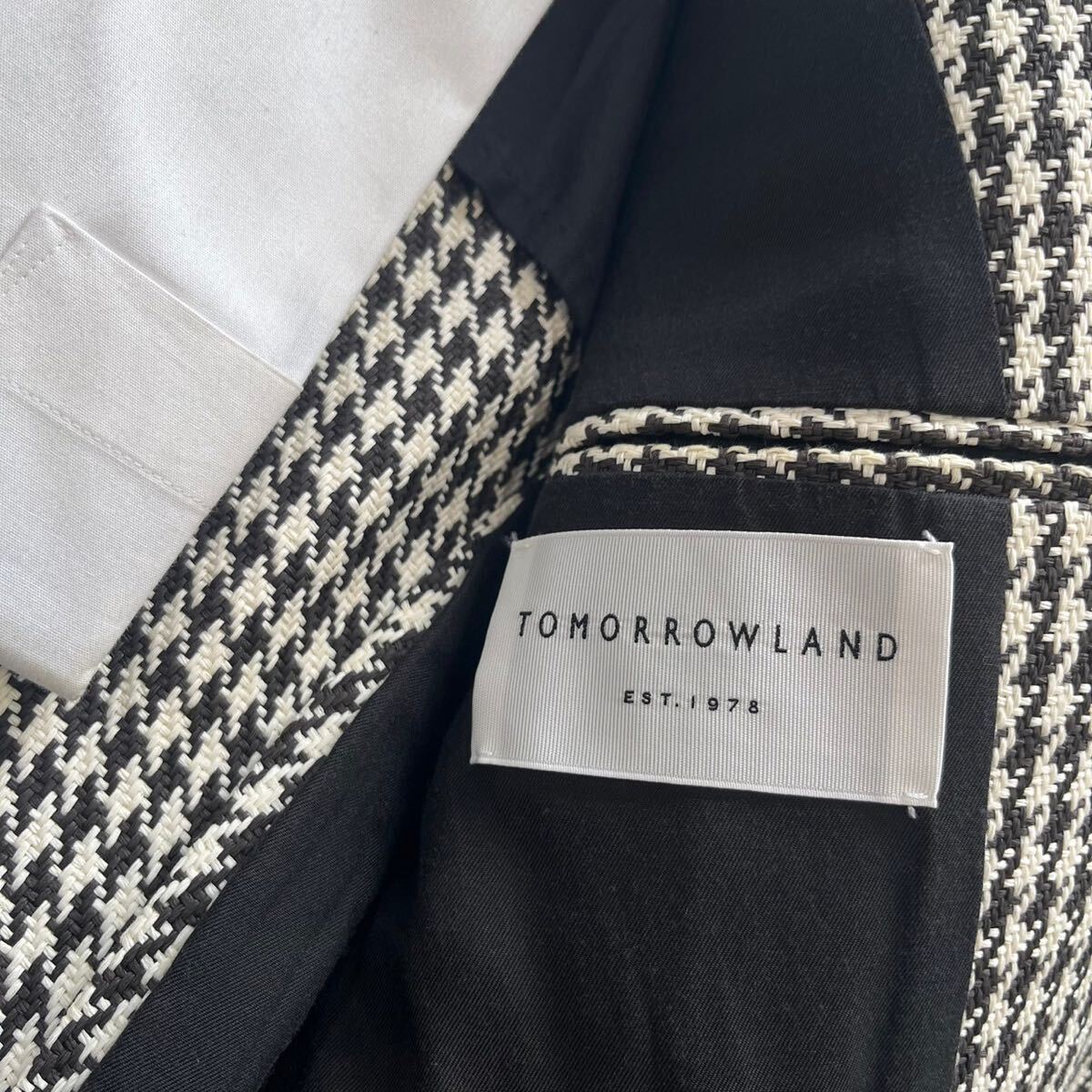  Tomorrowland [ популярный необычность материалы ]TOMORROWLAND костюм выставить tailored jacket тысяч птица рисунок белый черный 