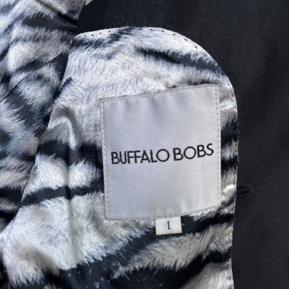  Buffalo Bob z[ подкладка . очарован один надеты ]BUFFALO BOBS tailored jacket глянец черный чёрный Zebra рисунок 