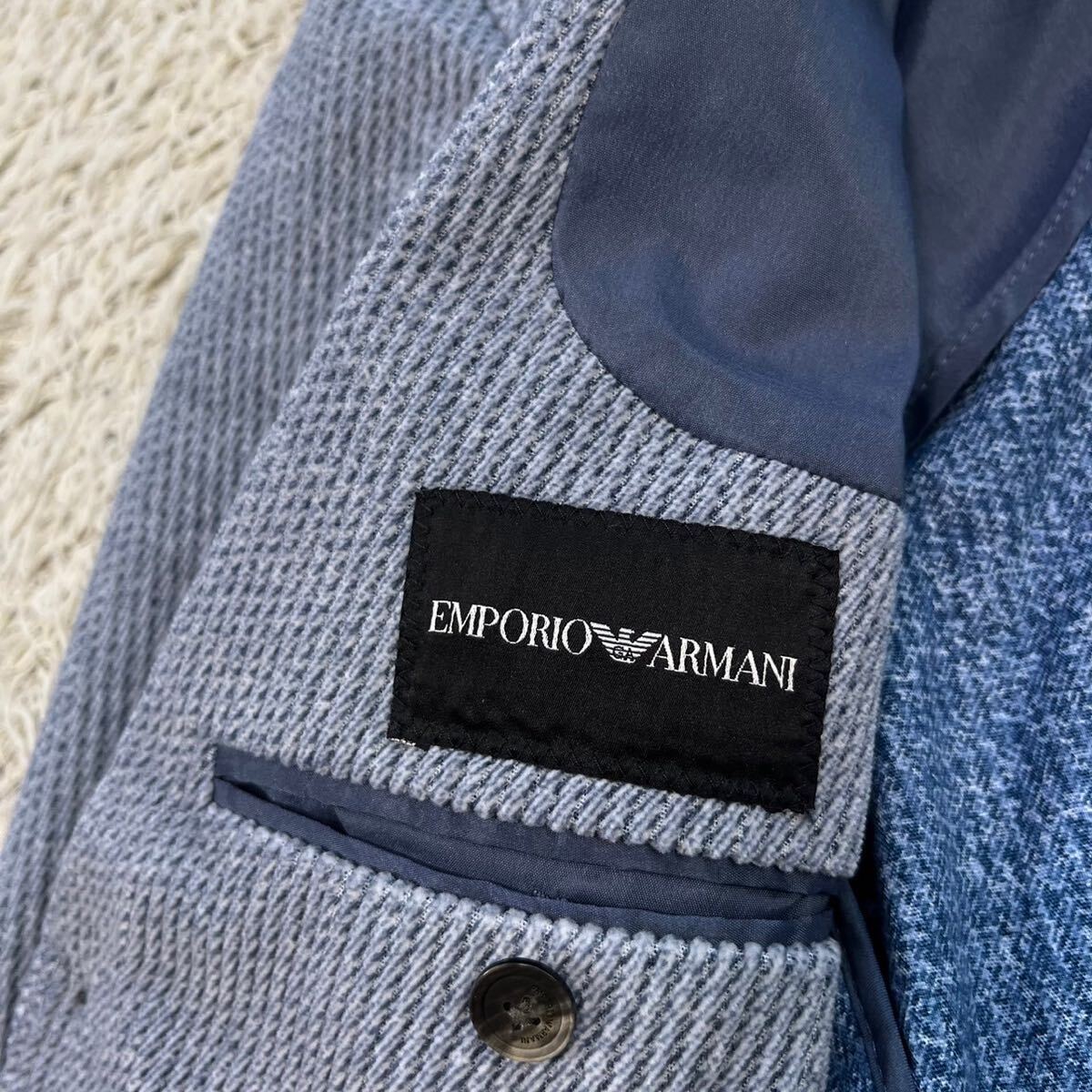 エンポリオアルマーニ【紳士のお洒落な一着】EMPORIO ARMANI テーラードジャケット ライトブルー 背抜き 希少色の画像7