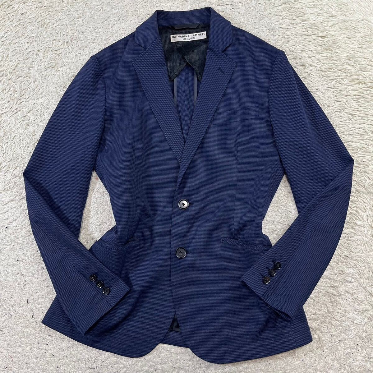  Katharine Hamnett London [ popular one put on ]KATHARINEHAMNETT tailored jacket summer jacket sia soccer blue navy 