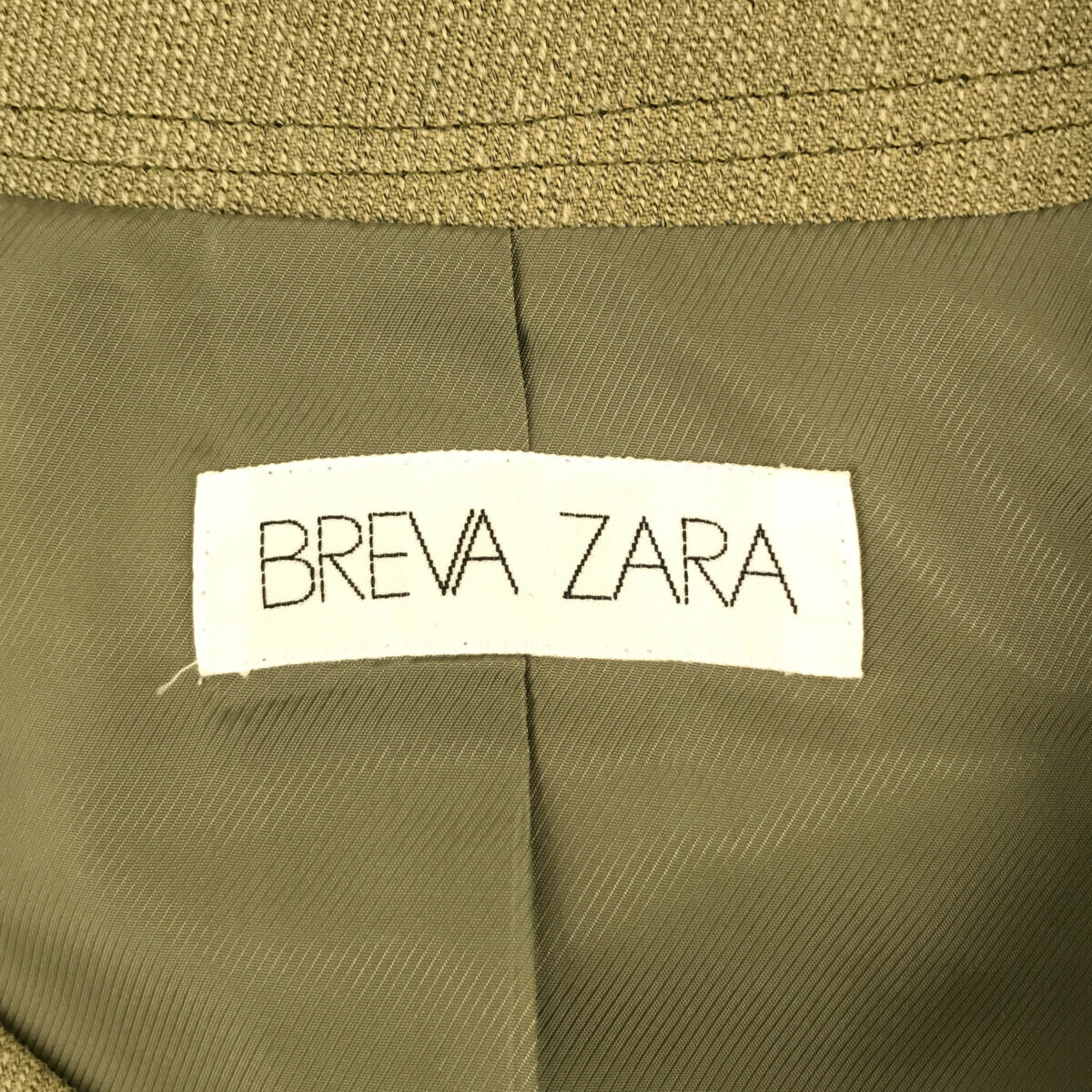 311BREVA ZARA セットアップ スーツ フォーマル ドレス スカートスーツ上下 長袖 ひざ丈 ベルトルーフ フレア レディース カーキ 40 42 キ_画像7