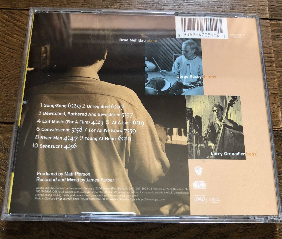 CD-Apr / ベイarner Bros. / Brad Mehldau Songs / The Art of the Trio Vol.3 