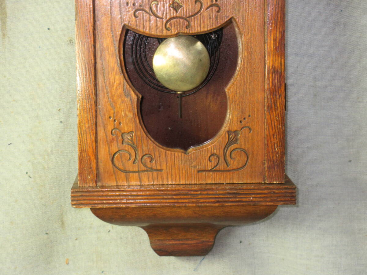 柱時計 5インチペイント文字盤 角型 STマーク サトウ時計製 古時計 完動品の画像3