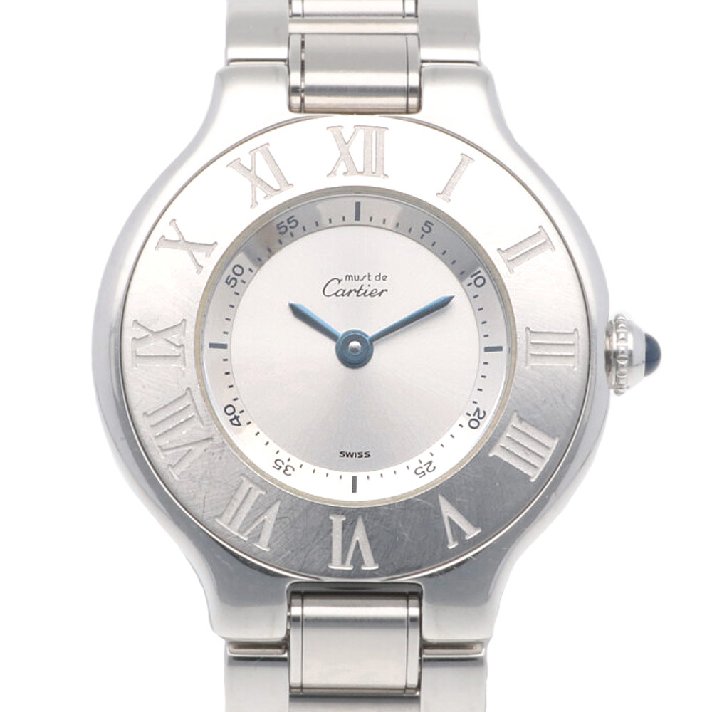  Cartier Must 21 wristwatch clock stainless steel 1340 quarts lady's 1 year guarantee CARTIER used 