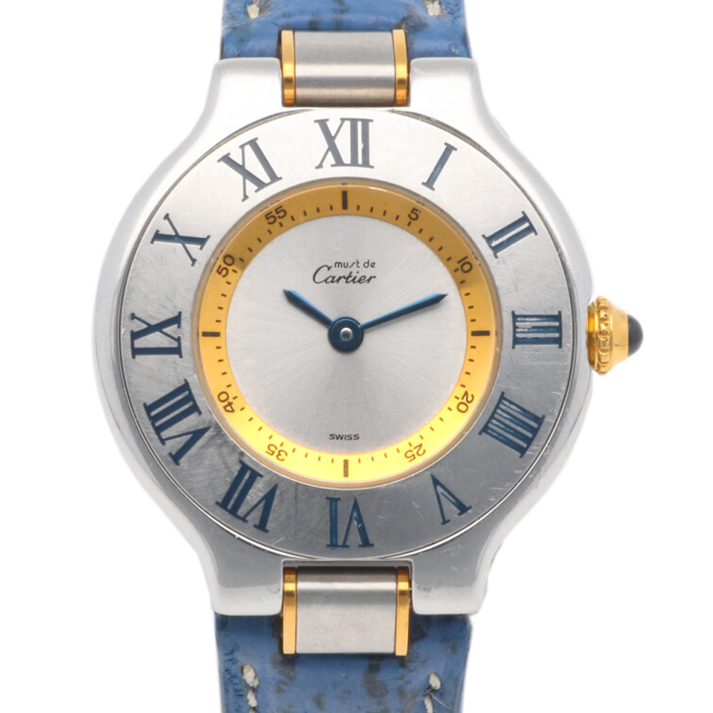 カルティエ マスト21 腕時計 時計 ステンレススチール 1340 クオーツ レディース 1年保証 CARTIER 中古_画像1