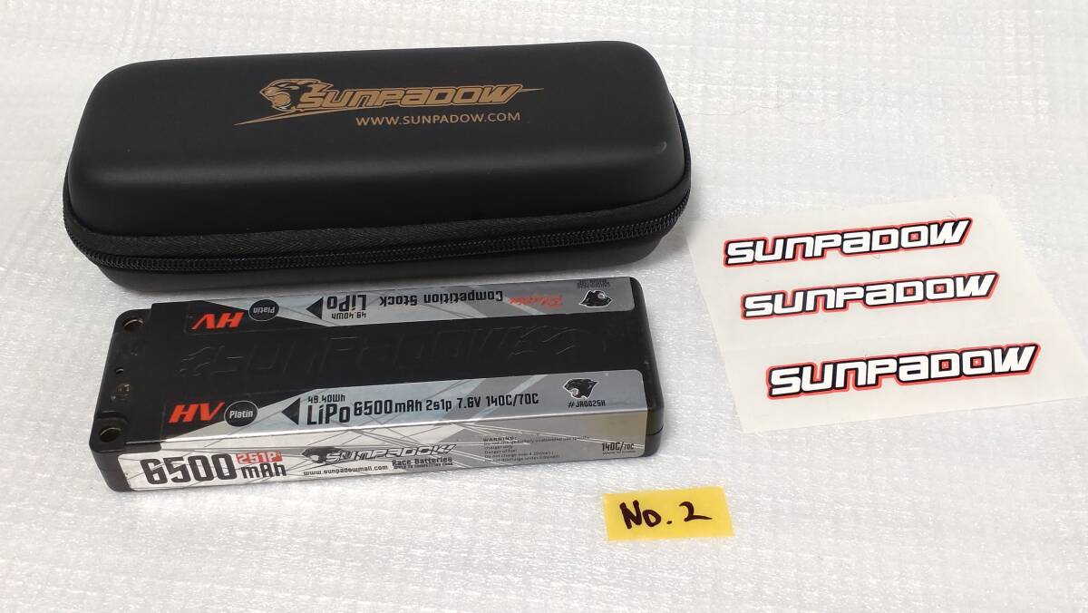 SUNPADOW 7.6V 6500mAh 140C リポバッテリー スーパーLCG ② TRF420XBD12X4A800RMMXIRISTA08EVO8TT02などに_画像1