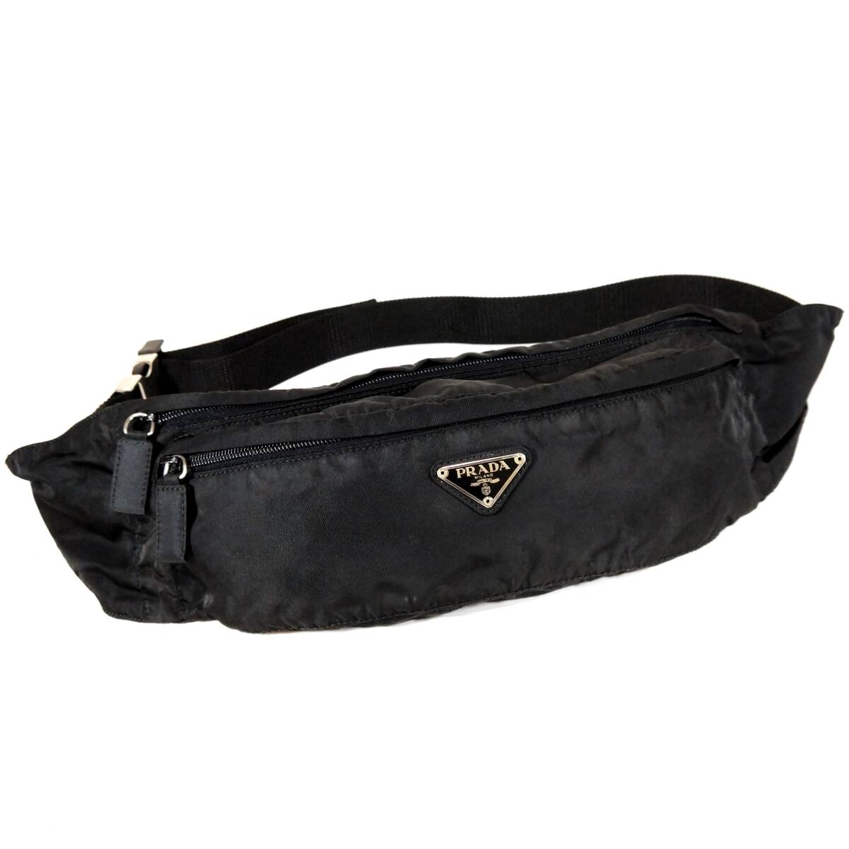 国内発送関税込【PRADA】プラダ ボディバッグ PRADAプラダ ボディバッグ ウエストバッグ 黒 美品 ユニセックス