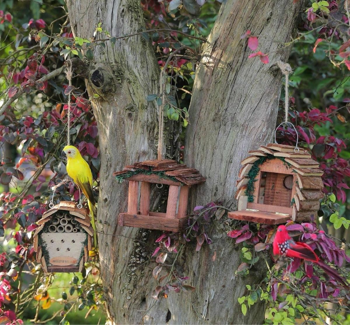 鳥の巣 巣箱バードハウス木製天然木 インテリア雑貨オブジェガーデニング置物お家シリーズ 鳥小屋 鳥ケージ ハンギング天然木材 餌台
