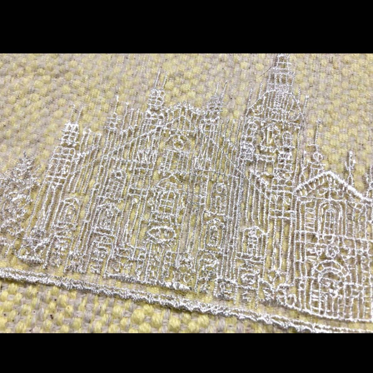 限定お値下げ★お城 ビル 建物 刺繍レース素材生地 変わり種レア希少ドレス装飾パーツハンドメイド裁縫チュール素材透明シースルー裁縫