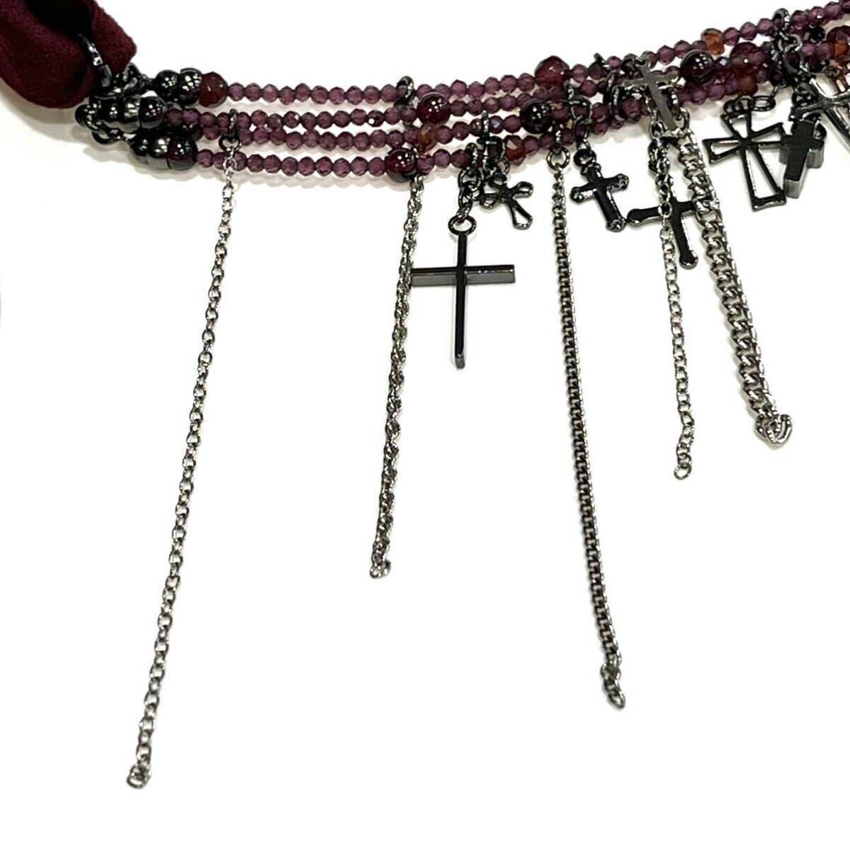  beautiful goods gunda gun daJUNK HEAVEN DIE CHORKER GARNET necklace Cross charm ribbon garnet man and woman use exclusive use BOX attaching free shipping 