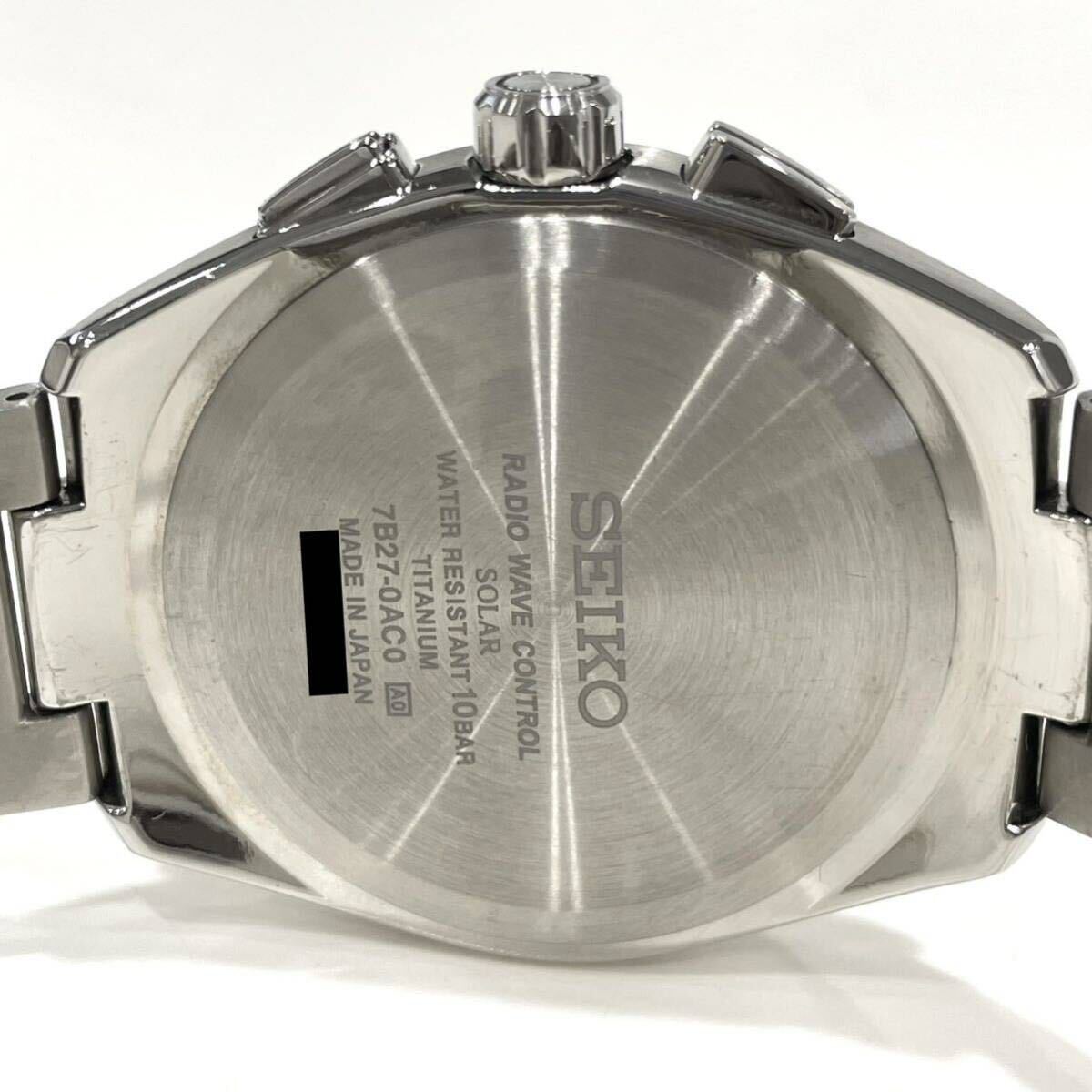 美品 SEIKO セイコー BRIGHTZ ブライツ 腕時計 SAGZ091 7B27-0AC0 ソーラー 電波時計 メンズ 黒文字盤 チタンケース 箱保付き 送料無料の画像7