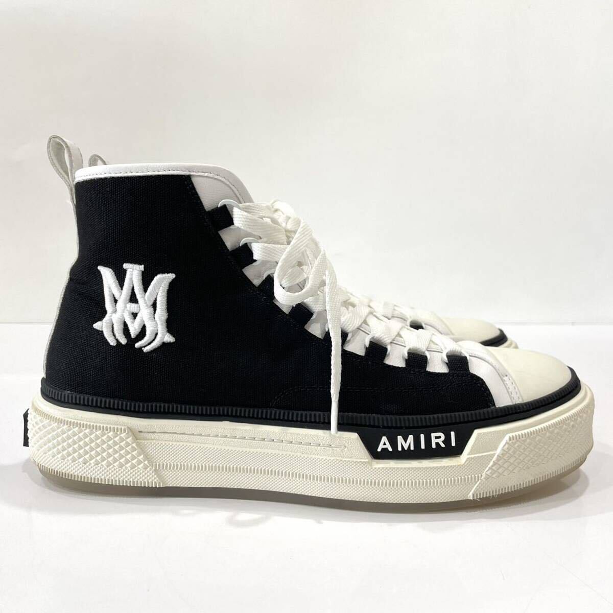 美品 AMIRI アミリ MA COURT HI ハイトップ スニーカー PS22MFS015 メンズ サイズ44(約29.0cm) キャンバス ブラック ハイカット 袋付き _画像3