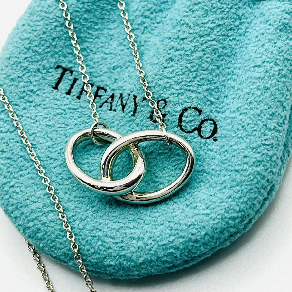 良品 Tiffany&Co. ティファニー ダブルループ ネックレス スターリングシルバー SV925 エルサペレッティ アクセサリー 専用小袋箱付き