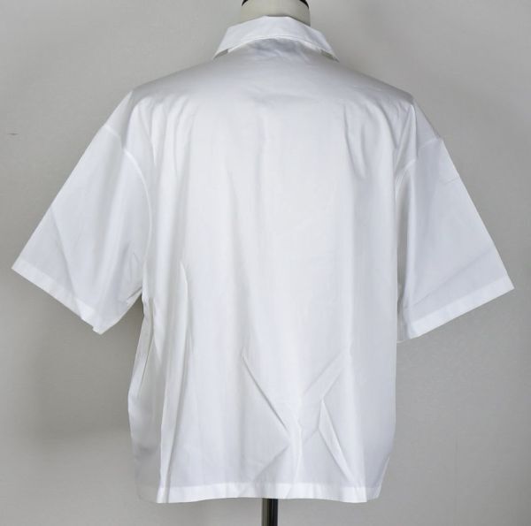 23SS PRADA プラダ ロゴ トライアングル　開襟 半袖 シャツ S 白 b7236_画像6