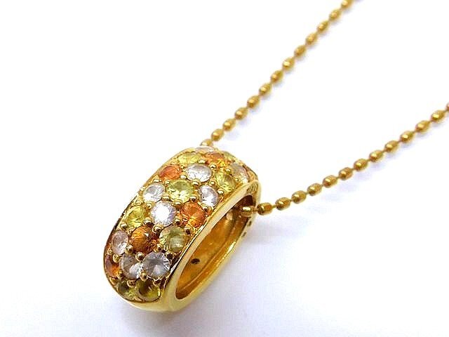 人気が高い アジャスター付き 3.6g 0.55ct ストーン マルチカラー ■ ネックレス イエローゴールド YG K18 レディース □5E6DS アクセサリー その他