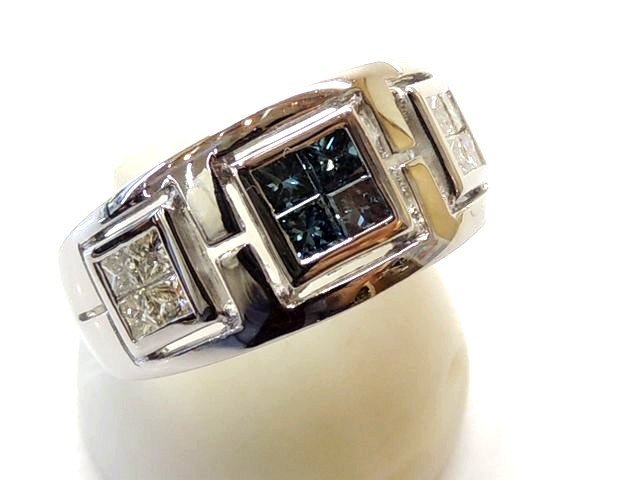 【楽ギフ_のし宛書】 Pt900 □4I6DS 指輪 ダイヤモンド レディース 11号 9.0g ■ リング 0.60ct ダイヤ 0.40ct ブルーダイヤ プラチナ プラチナ台