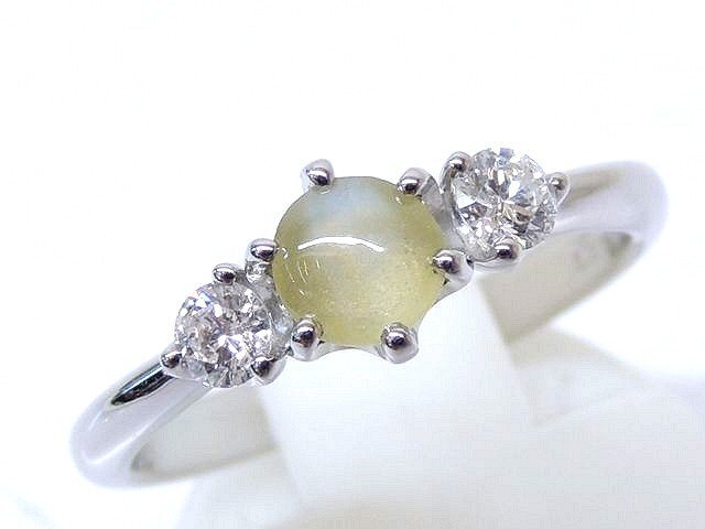 Pt900 プラチナ リング ■ 12号 キャッツアイ 0.57ct ダイヤ 0.21ct 4.1g 指輪 レディース □2A6DS_画像1