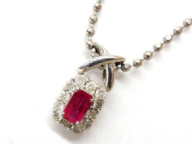 新しいスタイル 0.29ct ルビー ■ ネックレス Pt900/850 プラチナ ダイヤ □2G6DS 0.24ct ルビー