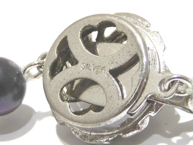 本真珠 グレー パール ネックレス ☆ シルバー素材 留め具 レディース ジュエリー ▼ 約7.0～7.4mm 5F6DS