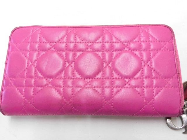 ディオール 財布 ■ 02-LU-1101 カナージュ ウォレット レザー キルティング ピンク系 レディース Christian Dior □6D エニ10の画像2