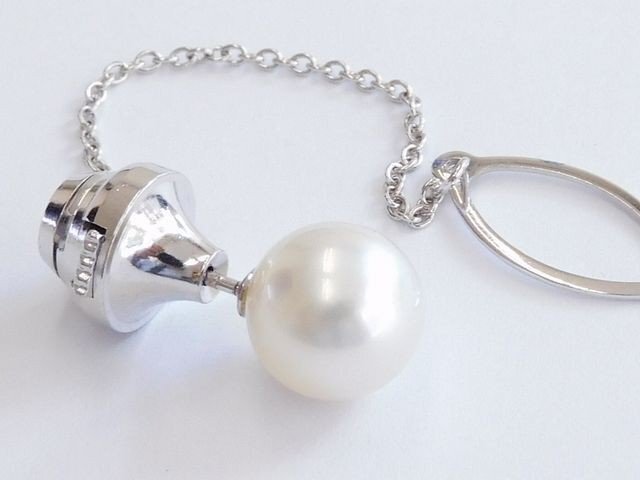 3F * free shipping * beautiful goods Pt850 platinum pearl 10.2mm * necktie pin pearl men's * 6Dyoto0