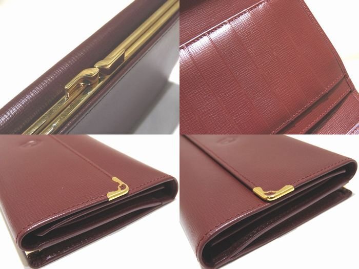 1/新品同様品 Cartier カルティエ マストライン がま口 3つ折り 長財布 ☆ ボルドー系 レザー レディース ▼ シト00/6D_画像3